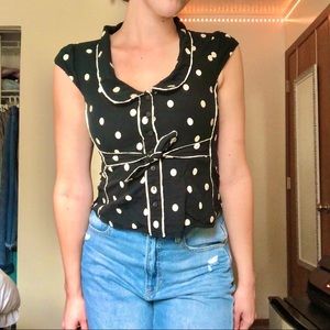 polka dot collar vintage style top